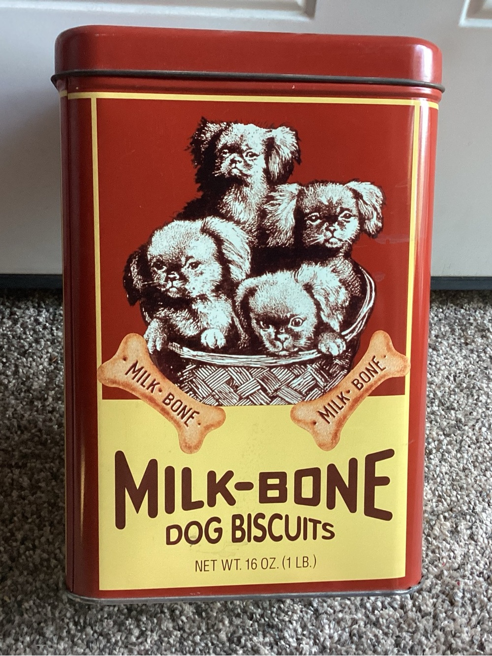 Milk Bone Red & Yellow Dog Biscuit Tin -